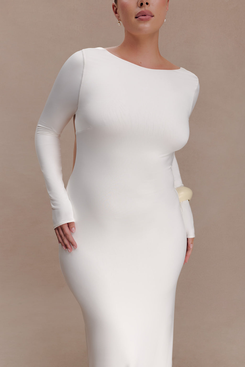 Marlene Slinky Low Back Maxi Dress - White