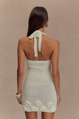 Liyah Floral Hand Crochet Mini Dress - Ivory