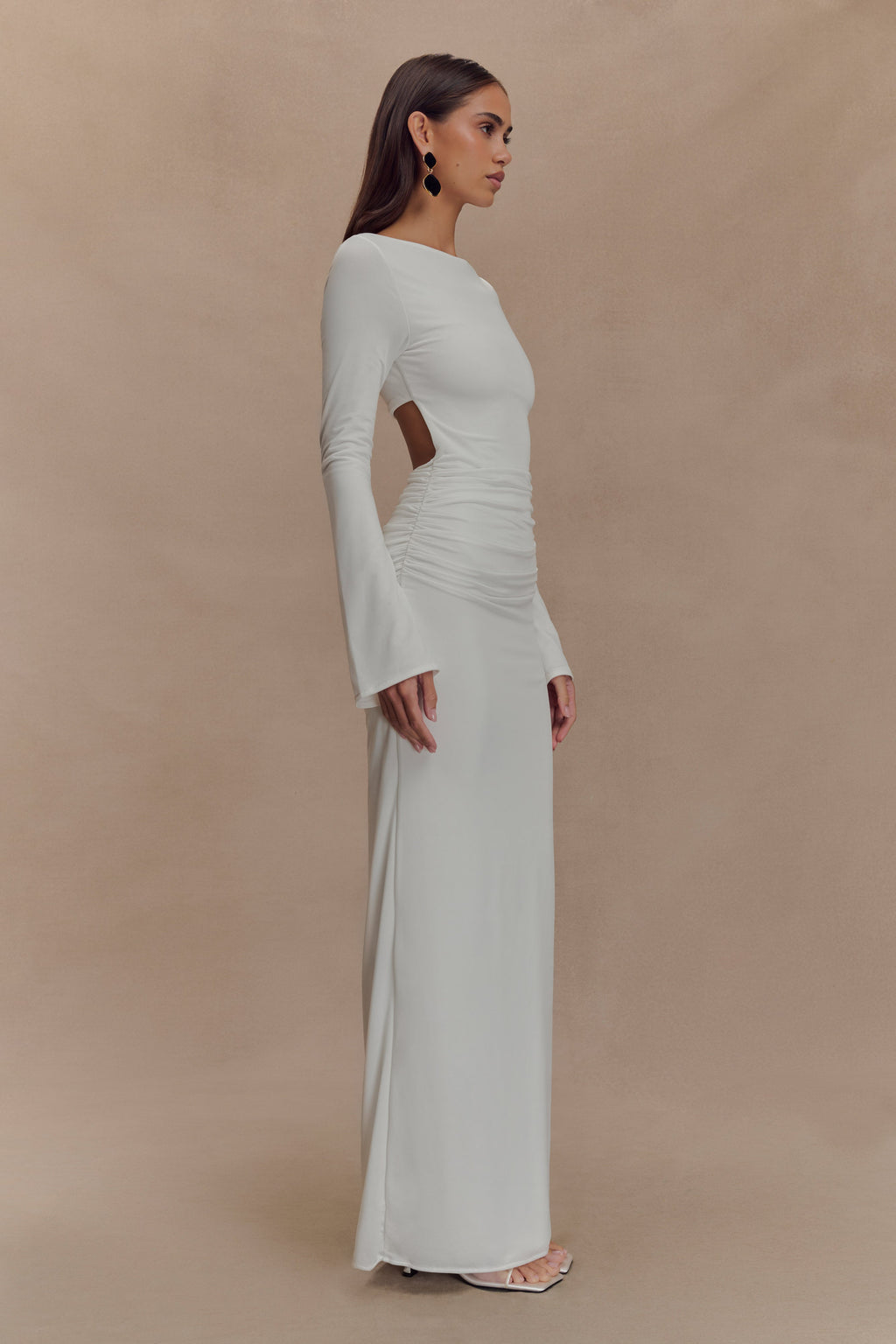 Vienna Slinky Cut Out Maxi Dress - White