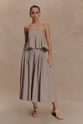 Mae A-Line Midi Skirt - Pebble Brown