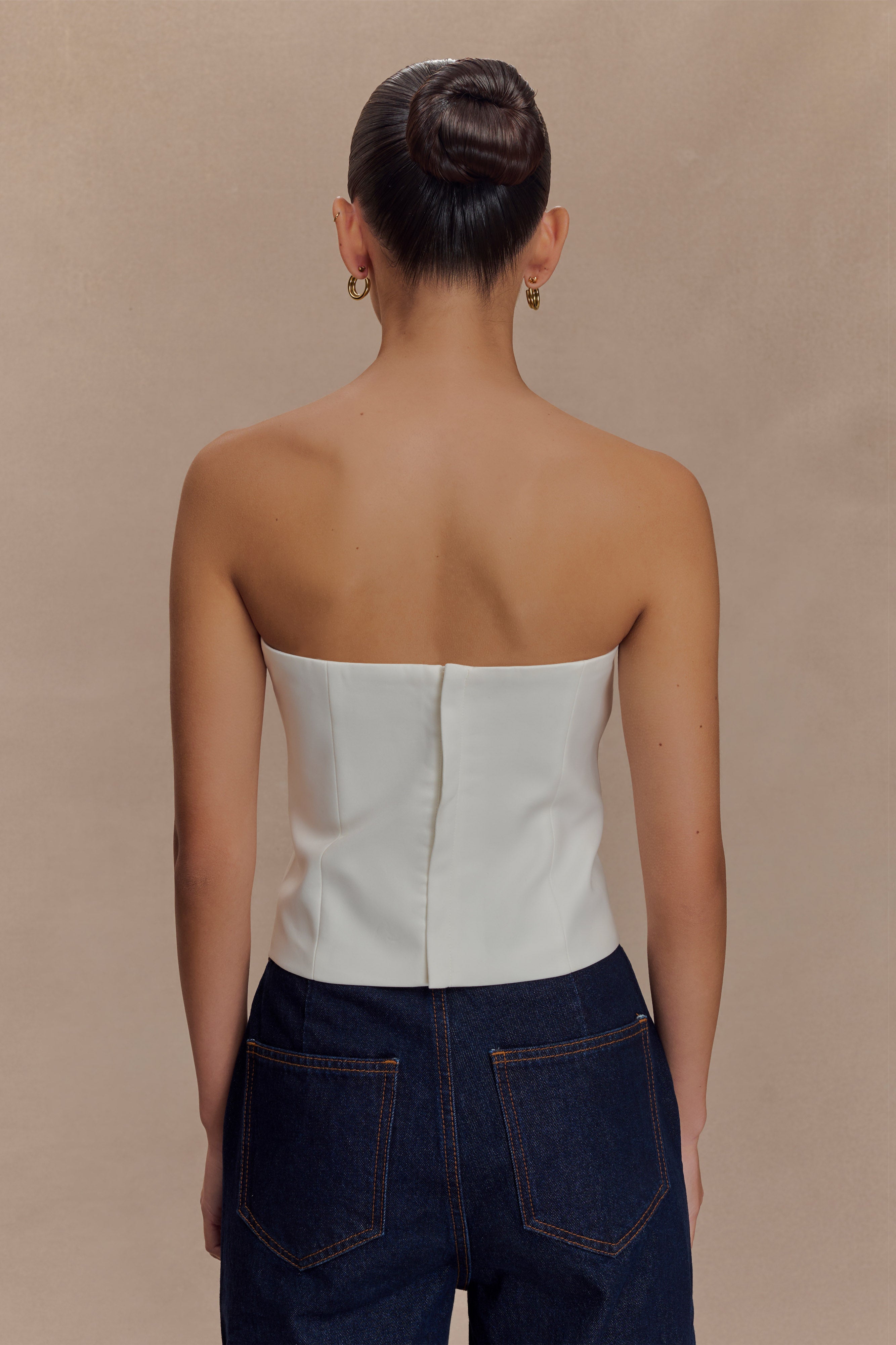 Zillah Strapless Cotton Top - White