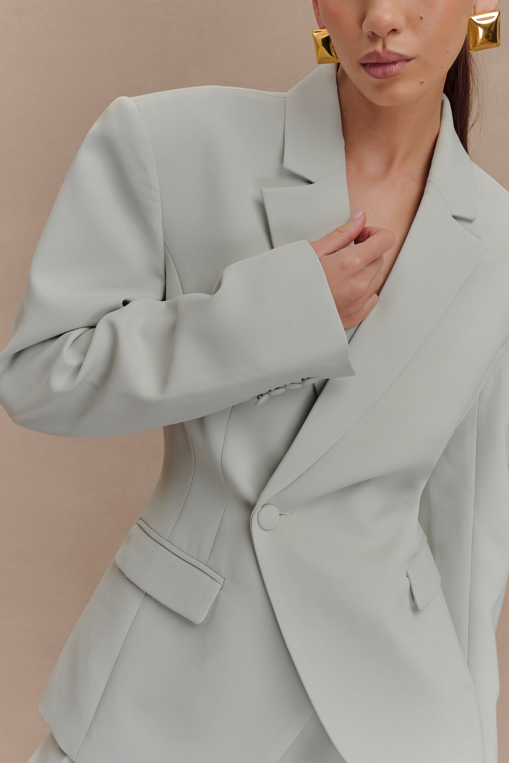 Jameson Cinched Suiting Blazer - Light Sage