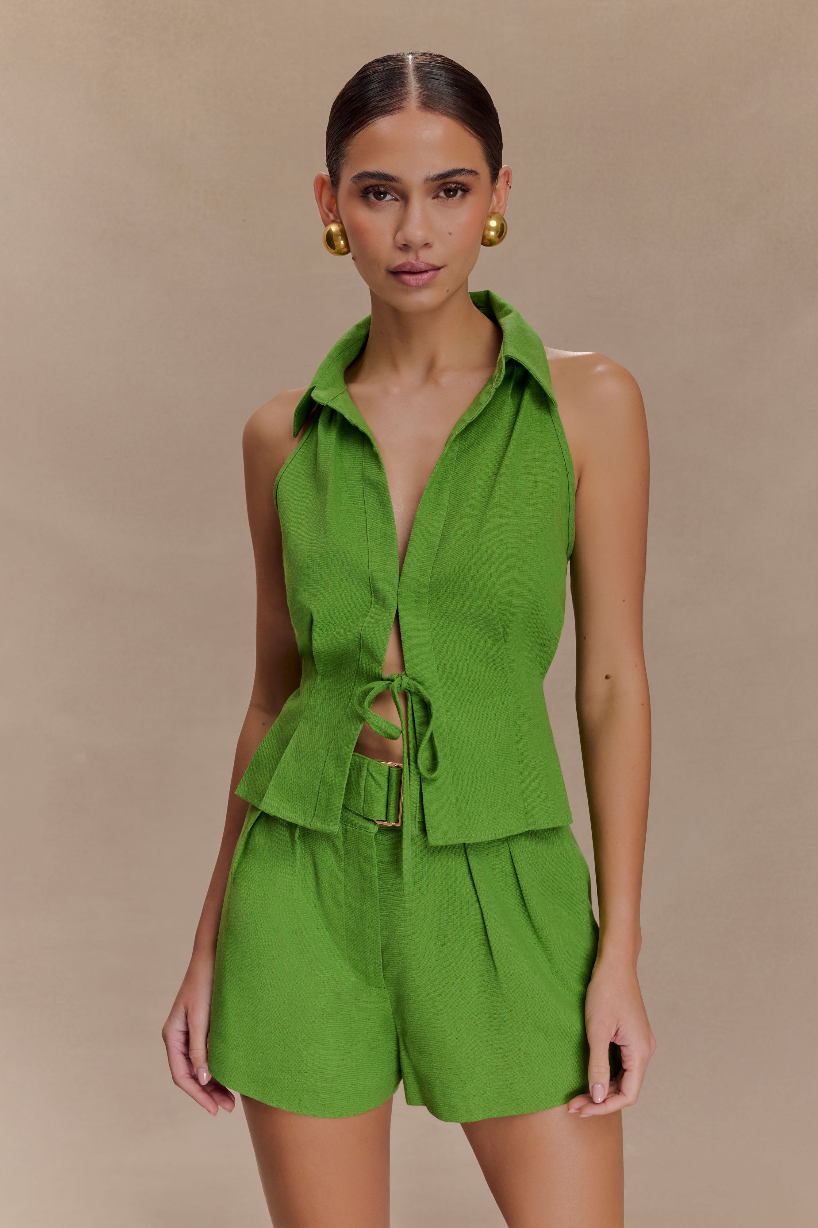 Scout Sleeveless Linen Shirt - Green