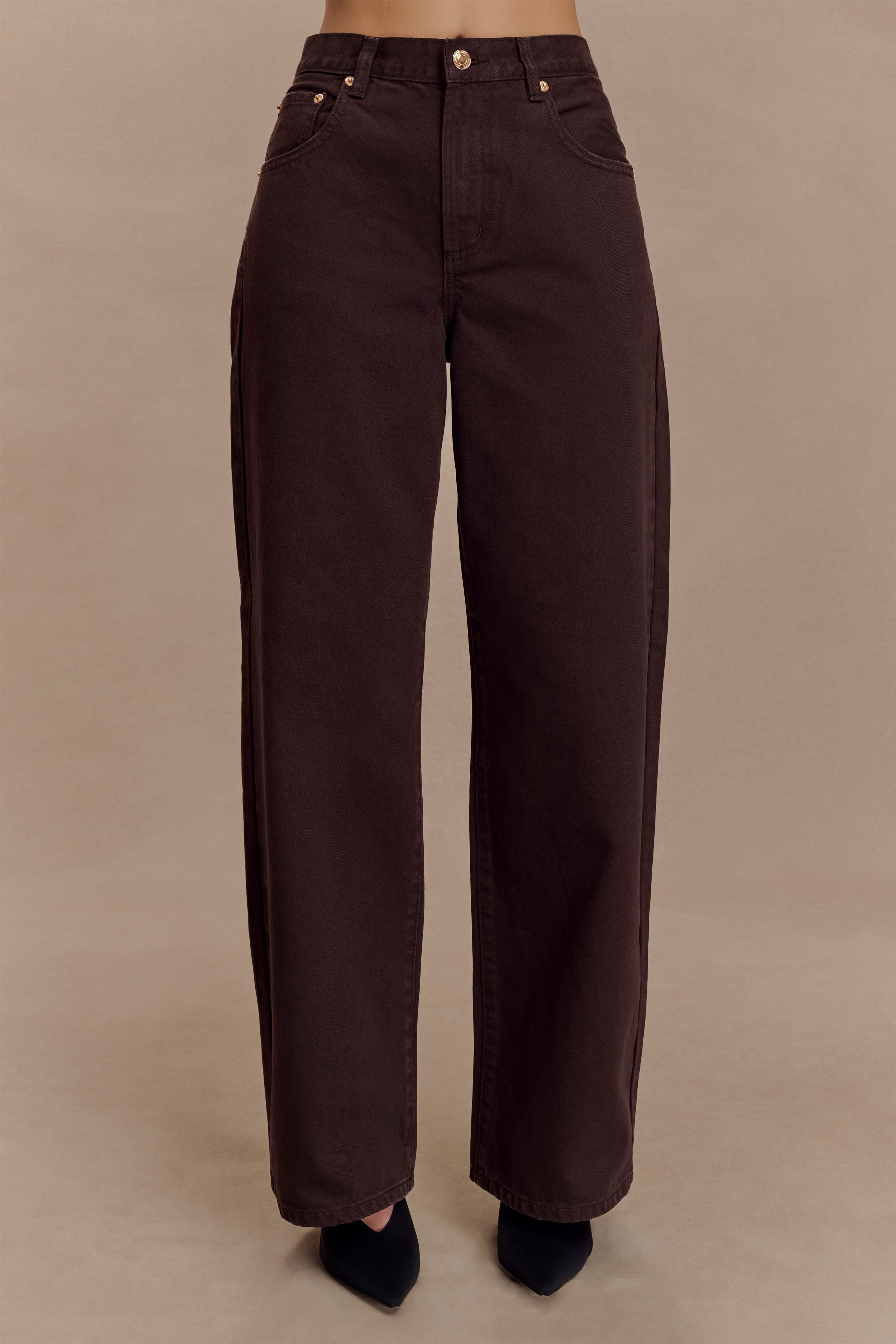 Mannon Mid Rise Denim Jeans - Chocolate