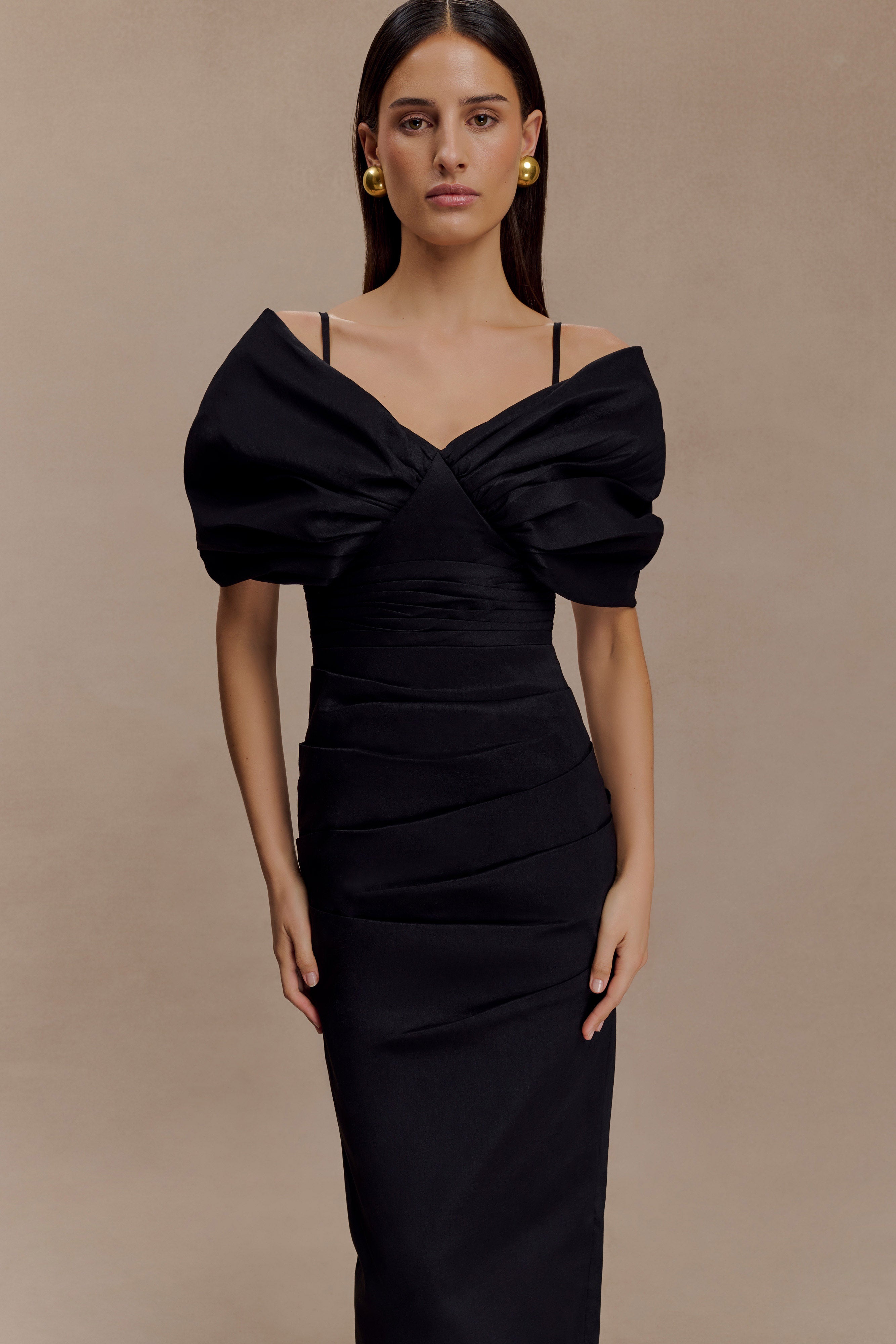Thelma Bardot Maxi Dress - Black