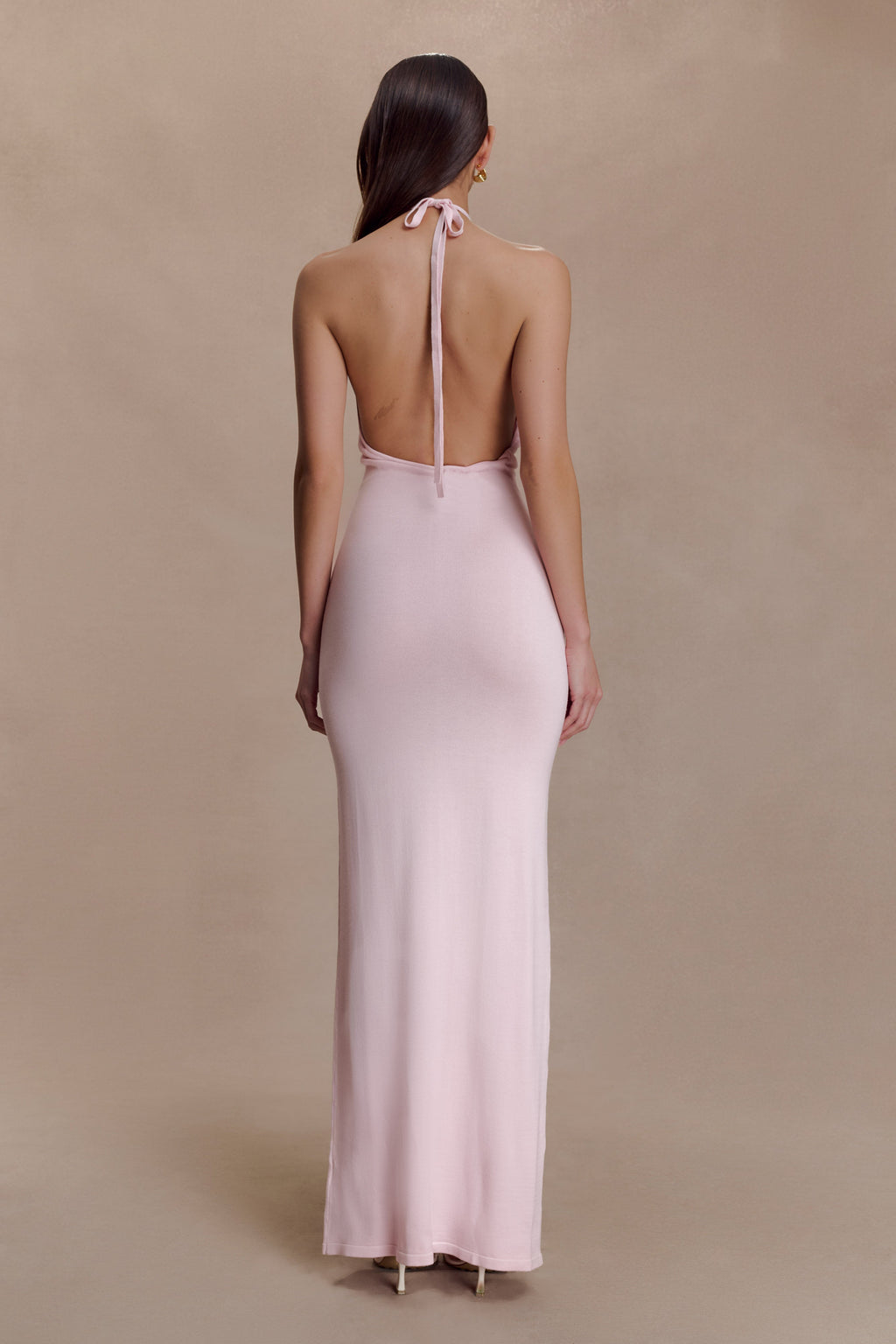 Brock Knit Halter Maxi Dress - Baby Pink