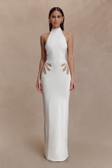 Brock Knit Halter Maxi Dress - White