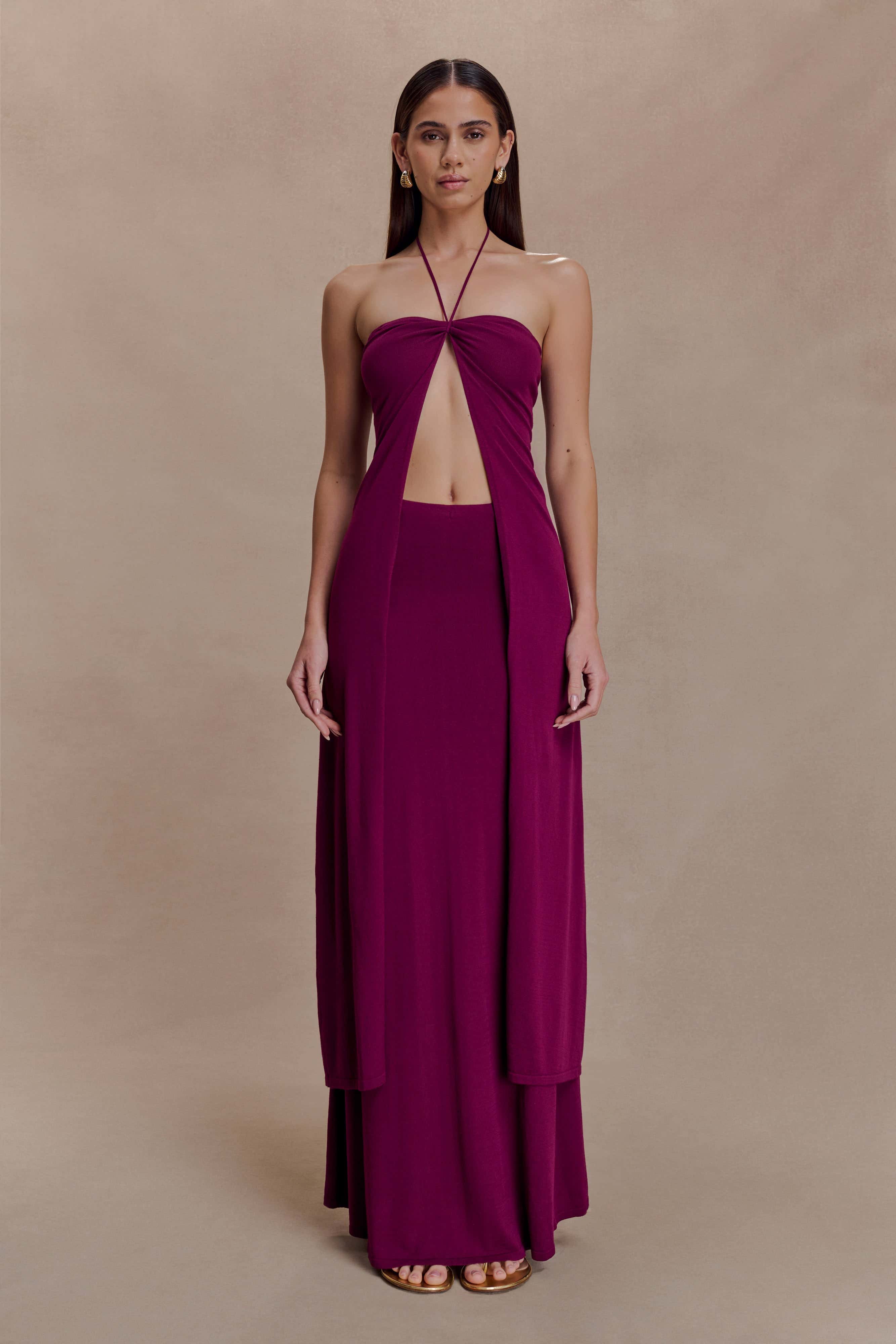Martiena Knit Maxi Skirt - Plum