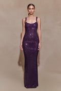Jasmyn Hot Fix Maxi Dress With Mesh Back - Purple