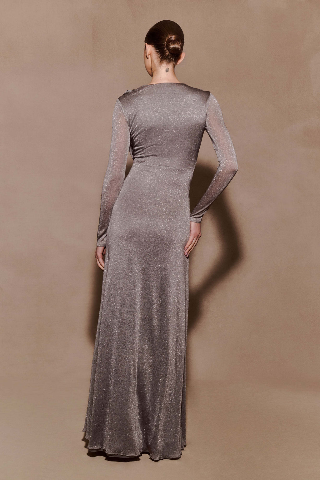 Scarlet Lurex Cowl Maxi Dress - Silver