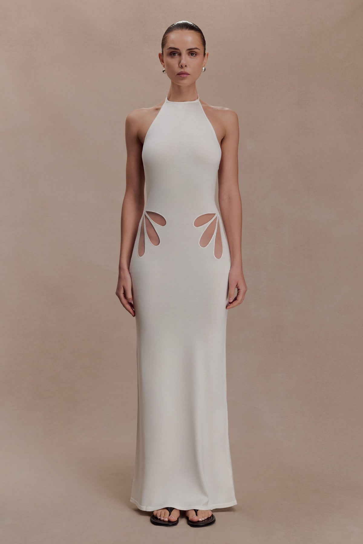 Brock Knit Halter Maxi Dress - White