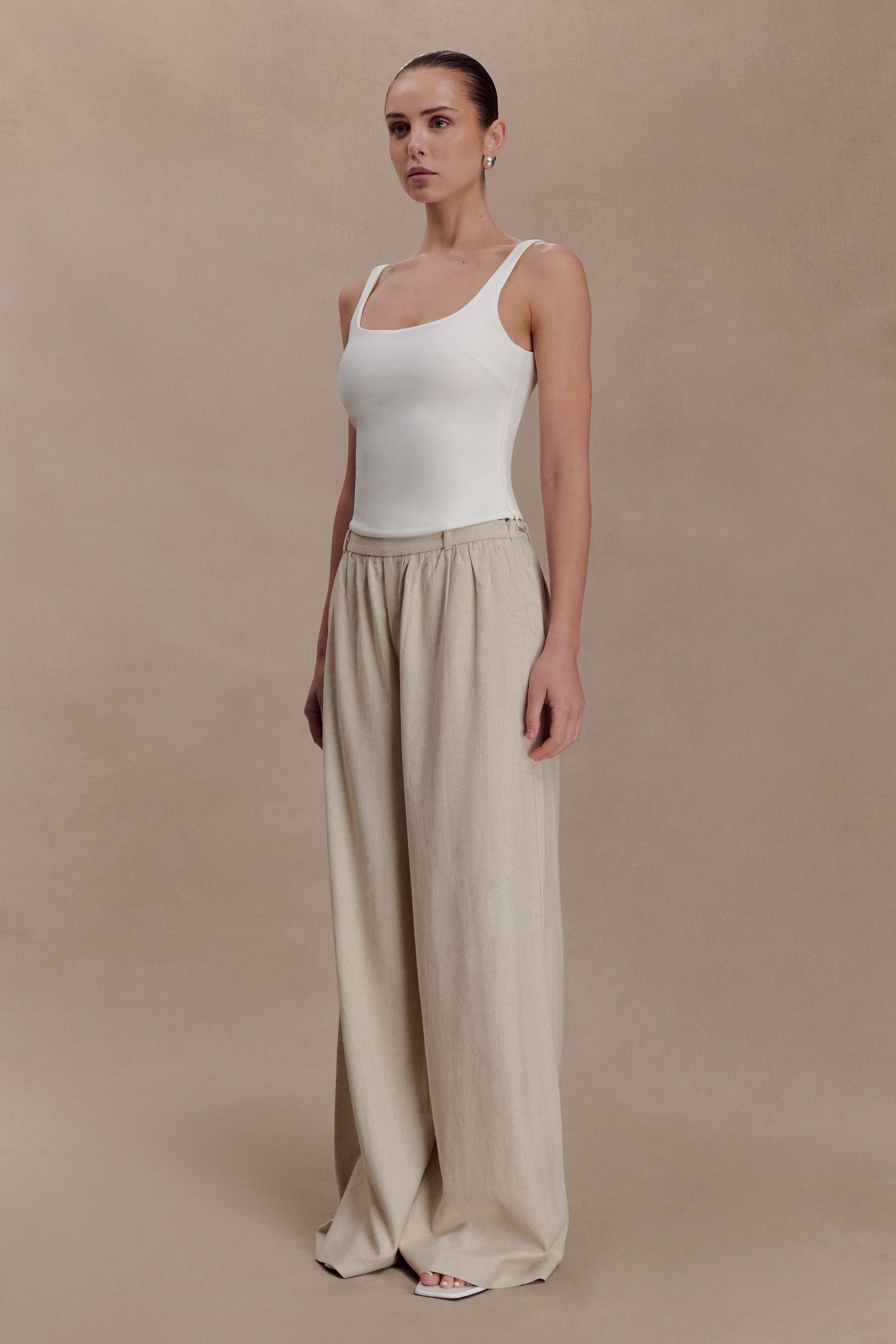Gabby Straight Leg Linen Pants - Natural