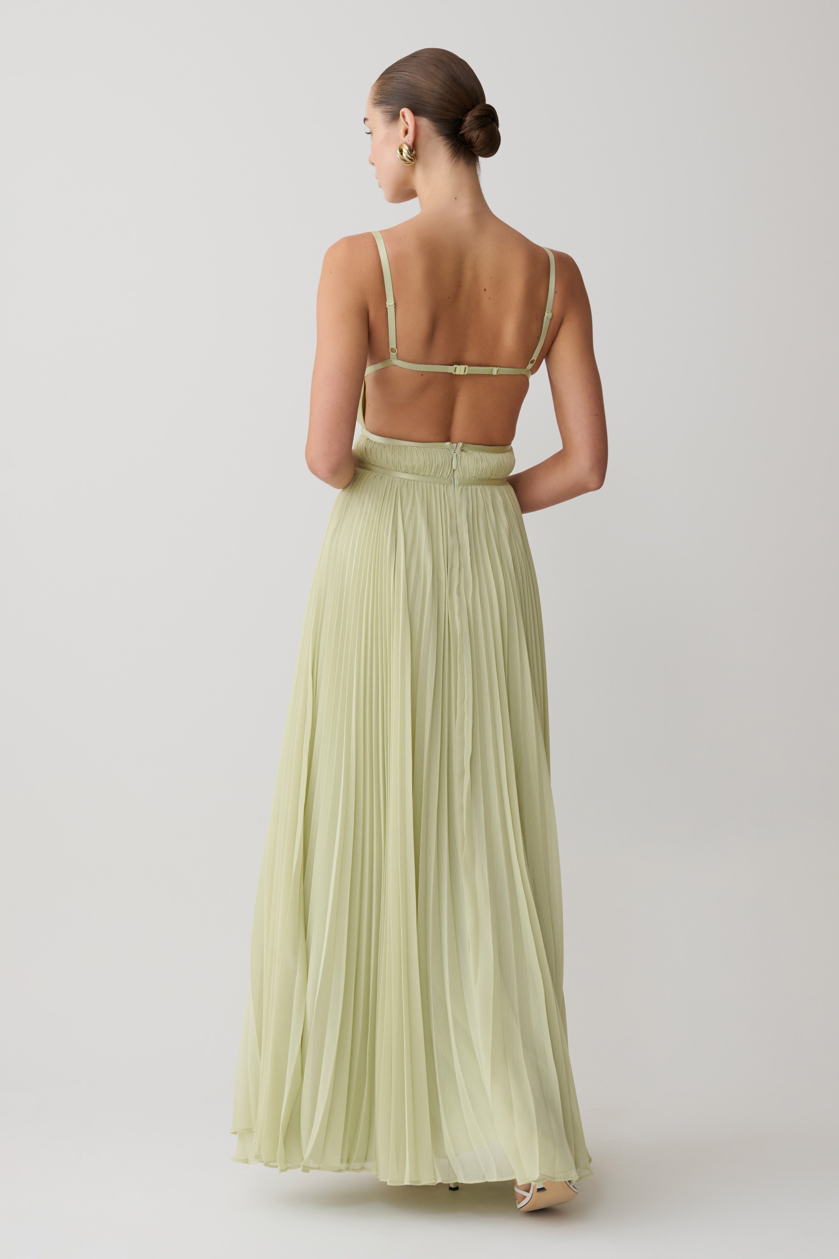 Clarisse Pleated Maxi Dress - Sage