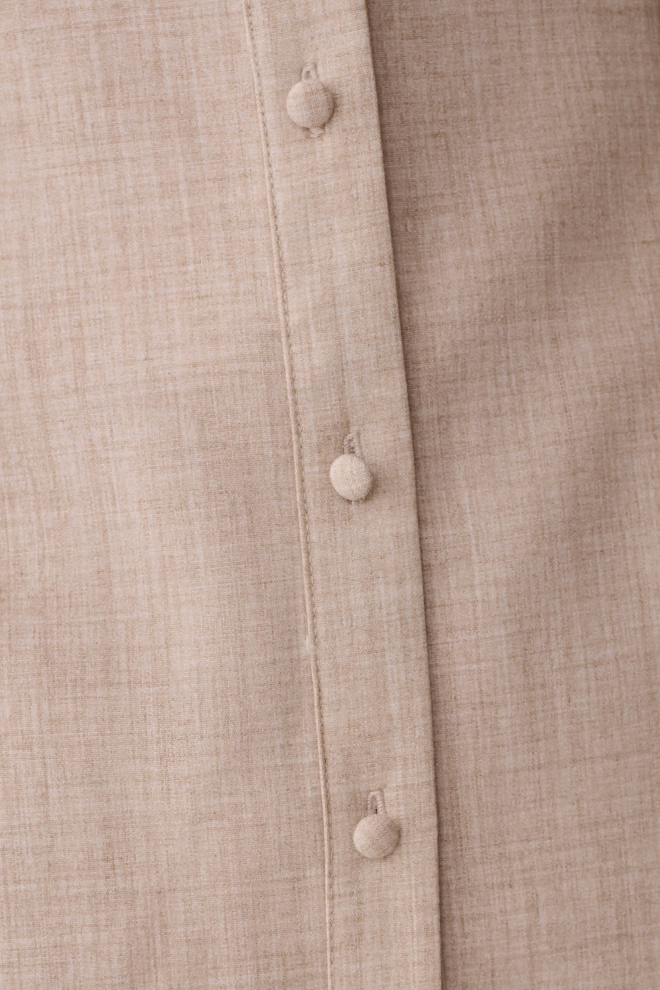 Dorian Fitted Shirt Midi Dress - Wheat Marle