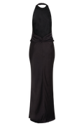 Rinna Satin Halter Maxi Dress - Black