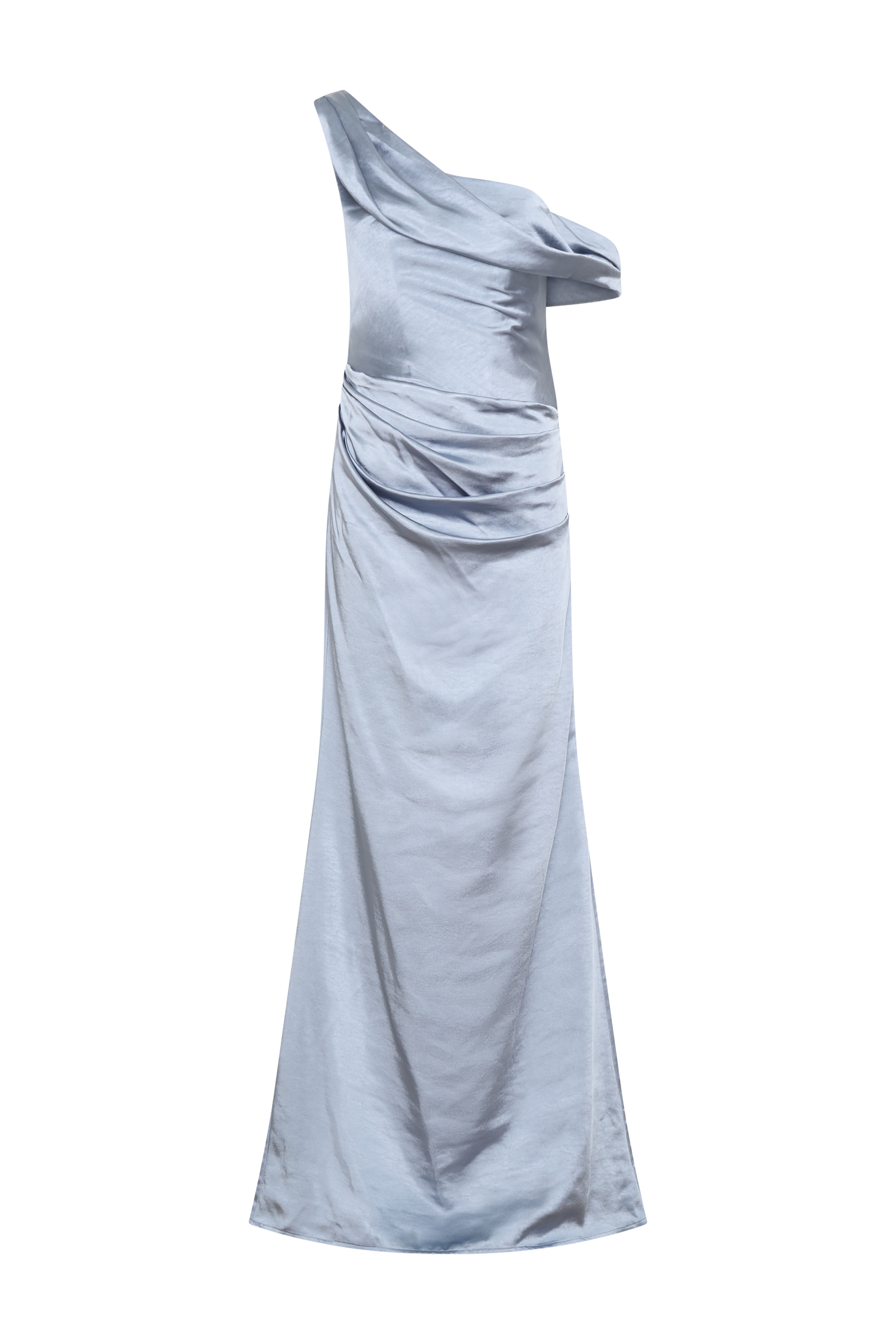 Dalia Off Shoulder Satin Maxi Dress - Frosted Blue