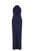 Elina Satin Necklace Maxi Dress - Navy