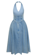 Miller Denim Halter Midi Dress - Classic Blue