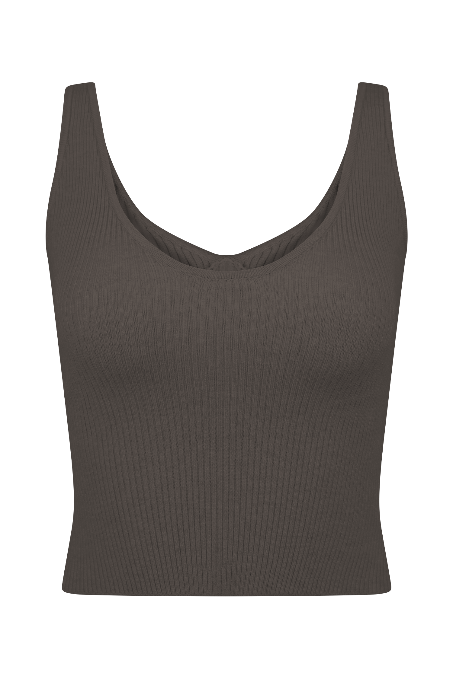 Natalya Ribbed Knit Cami Top - Dark Chocolate