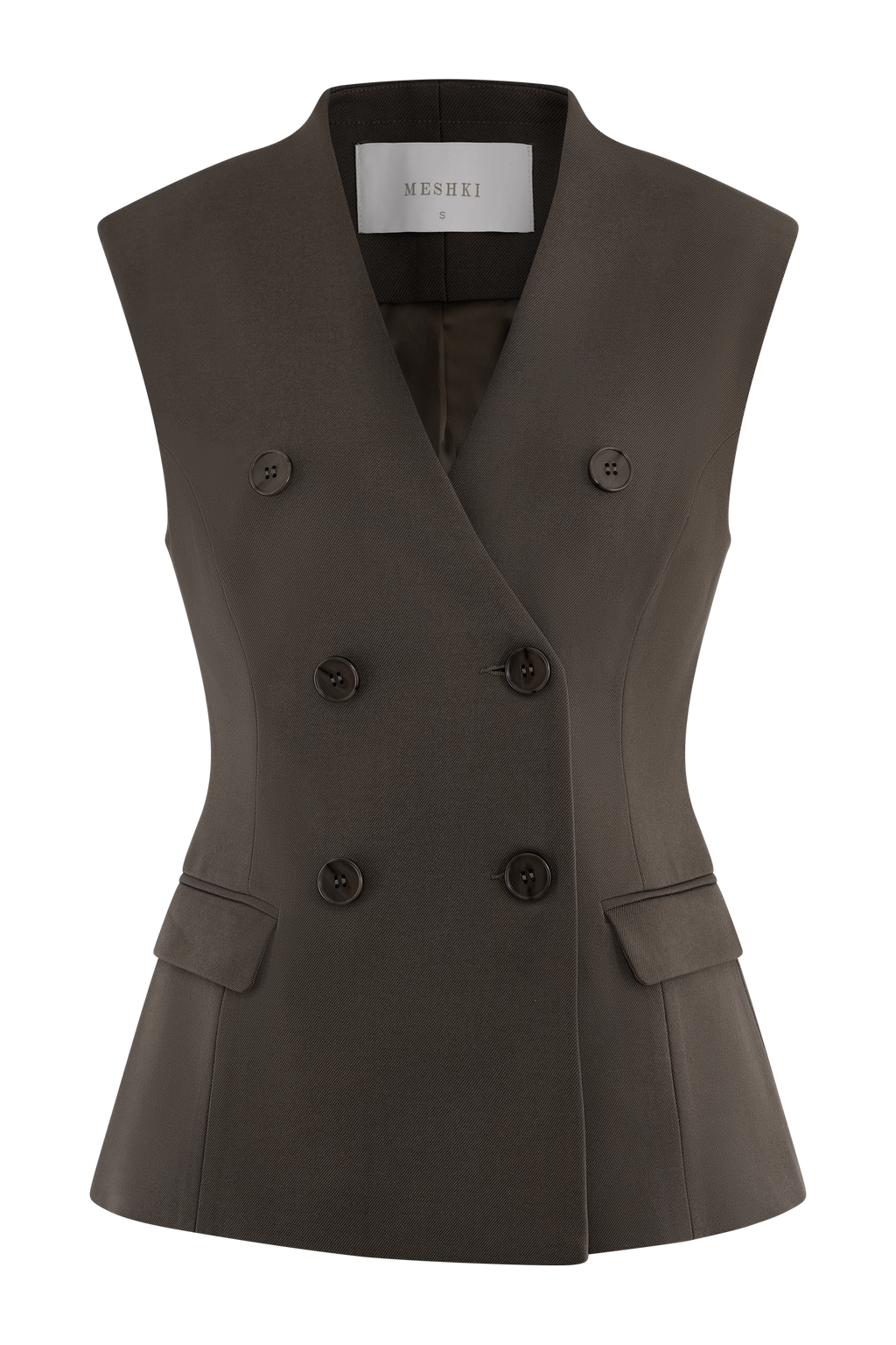 Penelope Suiting Sleeveless Blazer - Chocolate
